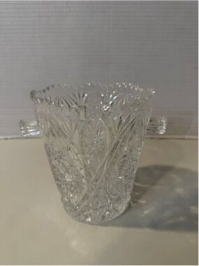 Unbranded Crystal Glass Ice Bucket with Handles One Size Clear